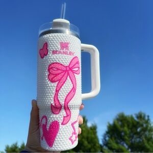 GORGEOUS Coquette Pink Stanley Quencher Bedazzled - Custom 30 oz
